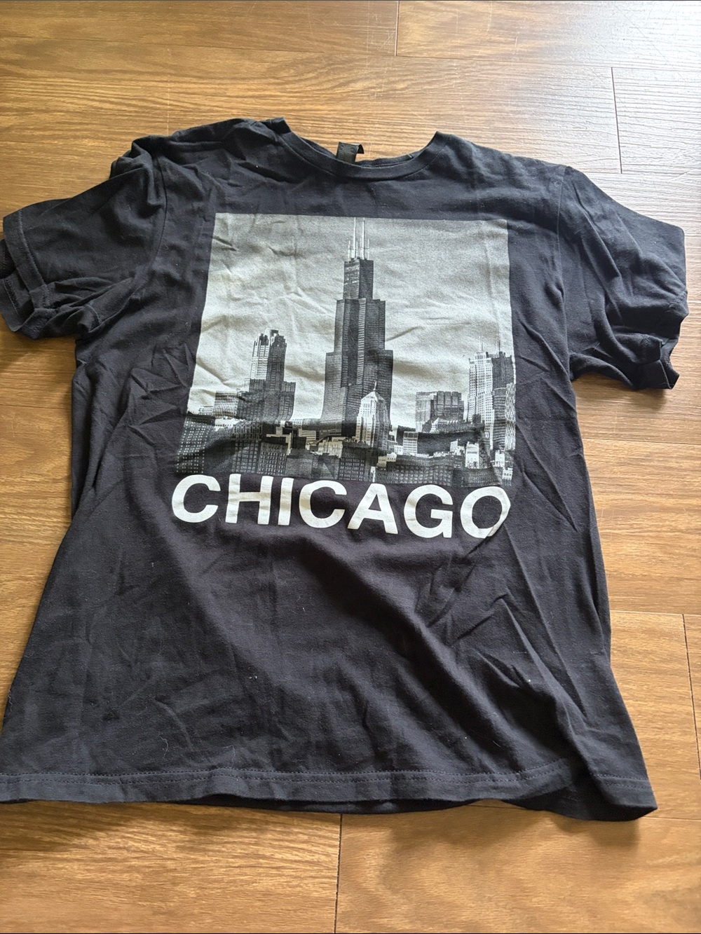 Chicago Graphic Tee - Black with Gray Print